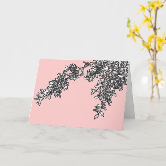 ピンクの枝 カード (黄色い花)