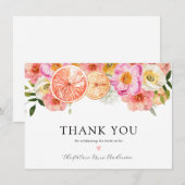 ピンクの柑橘の花 ブライダルシャワーのお礼 サンキューカード (正面/裏面)