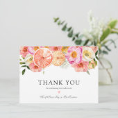 ピンクの柑橘の花 ブライダルシャワーのお礼 サンキューカード (スタンド正面)