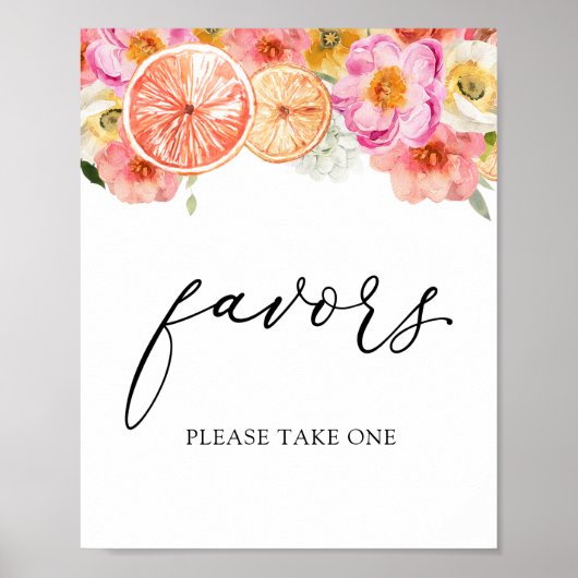 ピンクの柑橘系の花が印を押す ポスター (正面)