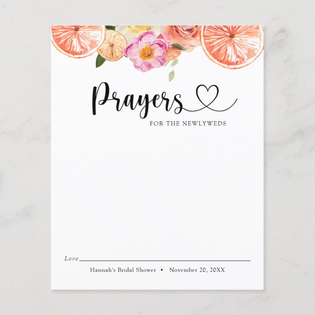 ピンクの柑橘系の花の祈りの言葉は新婚のために (正面)