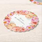 ピンクの柑橘系の花 ペーパーコースター (アングル)