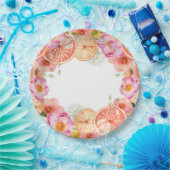 ピンクの柑橘系の花 ペーパープレート (パーティー)