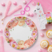 ピンクの柑橘系の花 ペーパープレート (パーティー)