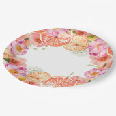 ピンクの柑橘系の花 ペーパープレート (アングル)