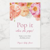 ピンクの柑橘系ポップ・アートのの花をポップ ワインラベル (シングルラベル)