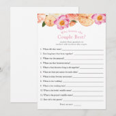 ピンクの柑橘系 ハイ・セッド・シー・セッド ブライダルシャワーゲーム 招待状 (正面/裏面)