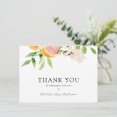 ピンクの柑橘類のブライズシャワーのお礼 サンキューカード (スタンド正面)