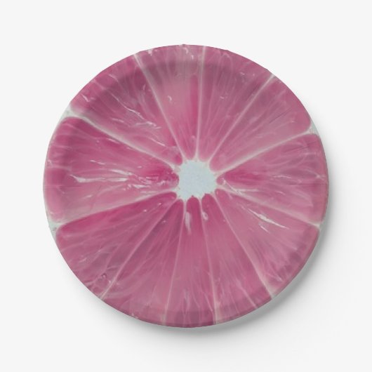 ピンクの柑橘類の果実 ペーパープレート (正面)
