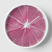 ピンクの柑橘類の果実 壁時計 (正面)