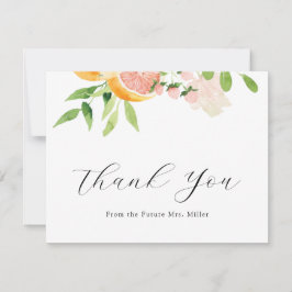 ピンクの柑橘類 ブライダルシャワーのお礼 サンキューカード
