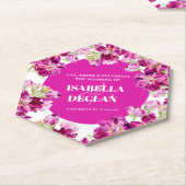 ピンクの株結婚式花 ペーパーコースター (アングル)