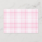 ピンクの格子柄ロッキングホースベビーシューウィディッパーラッフル エンクロージャーカード (裏面)