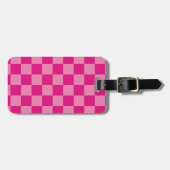 ピンクの格子模様のジオメトリック ラゲッジタグ (正面横)