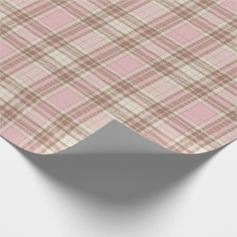 ピンクの格子模様の水彩可愛い ラッピングペーパー