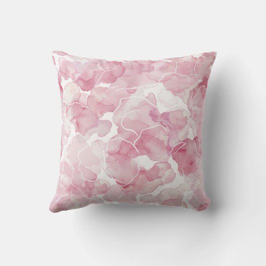 ピンクの格子模様の白ストライプ色 クッション (裏面)