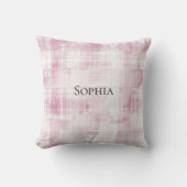 ピンクの格子模様の白ストライプ色 クッション (正面)