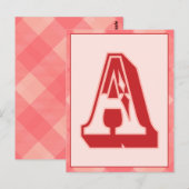 ピンクの格子状の文字「A」タイポグラフィバナーカード ポストカード (正面/裏面)