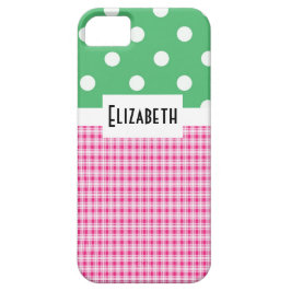 ピンクの格子縞および水玉模様V2 iPhone 12 PROケース