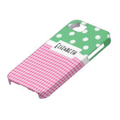 ピンクの格子縞および水玉模様V2 Case-Mate iPhoneケース (下部)