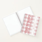 ピンクの格子縞のスケッチブパーソナライズされたック名 ノートブック (内部)