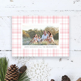 ピンクの格子縞のホリデー シーズンカード