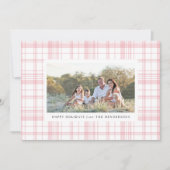 ピンクの格子縞のホリデー シーズンカード (正面)