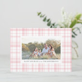 ピンクの格子縞のホリデー シーズンカード (スタンド正面)