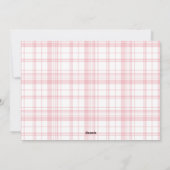 ピンクの格子縞のホリデー シーズンカード (裏面)