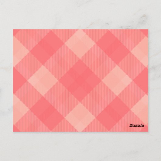 ピンクの格子縞の手紙"Z"のタイポグラフィの旗カード ポストカード (裏面)