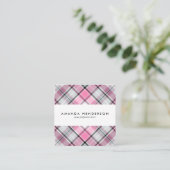ピンクの格子縞パターン上品 スクエア名刺 (スタンド正面)