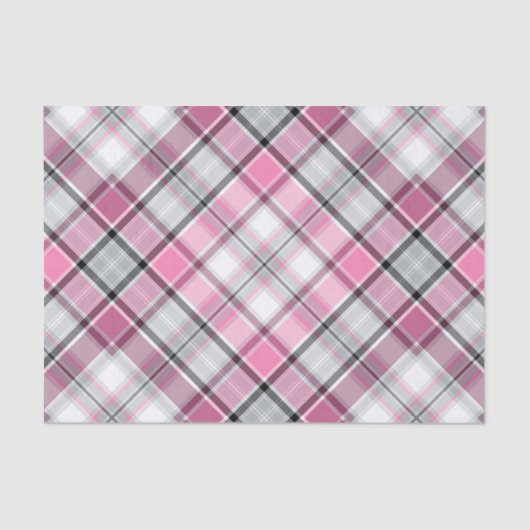 ピンクの格子縞パターン上品 薄葉紙 (正面)
