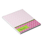 ピンクの格子，クローバー，トレリス，あなたの名前 ノートパッド (アングル)