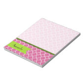 ピンクの格子，クローバー，トレリス，あなたの名前 ノートパッド (回転)