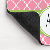 ピンクの格子，クローバー，トレリス，モノグラム マウスパッド (コーナー)