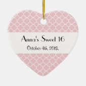 ピンクの格子,クローバー,トレリス,甘い16 セラミックオーナメント (正面)