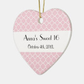 ピンクの格子,クローバー,トレリス,甘い16 セラミックオーナメント (左)
