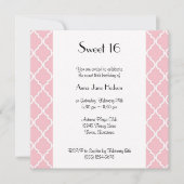 ピンクの格子，クローバー，トレリス，甘い16 招待状 (正面)