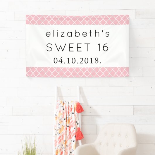 ピンクの格子、モロッコトレリス、甘い16 横断幕 (インサイチュ)