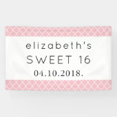 ピンクの格子、モロッコトレリス、甘い16 横断幕 (横)