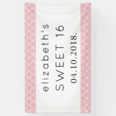 ピンクの格子、モロッコトレリス、甘い16 横断幕 (縦)