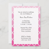 ピンクの格子，モロッコトレリス，誕生日 招待状 (正面)