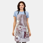 ピンクの格言は雪の水の色絵画の エプロン (着用した状態)