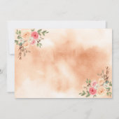 ピンクの桃のカボチャの花のネイビーブルーのベイビーシャワー 招待状 (裏面)