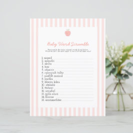 ピンクの桃のベビー単語スクラブル赤ちゃんシャワーゲーム