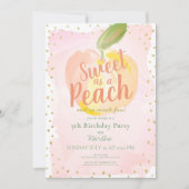 ピンクの桃の女の子の誕生日と同じくらい甘い 招待状 (正面)