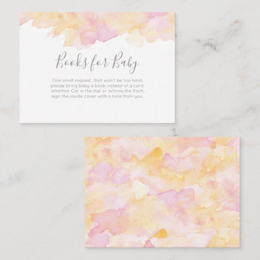 ピンクの桃の本ベビー赤ちゃんシャワー挿入カード エンクロージャーカード (正面/裏面)