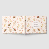 ピンクの桃の森の動物の赤ちゃんシャワー ゲストブック (全面)