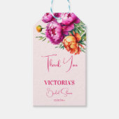 ピンクの桃の牡丹感謝していブライダルシャワーお気に入り ギフトタグ (正面)