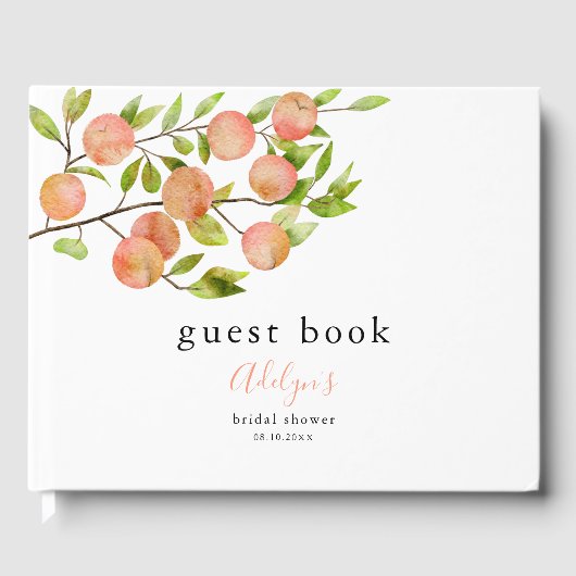 ピンクの桃の花のブライズシャワー ゲストブック (正面)